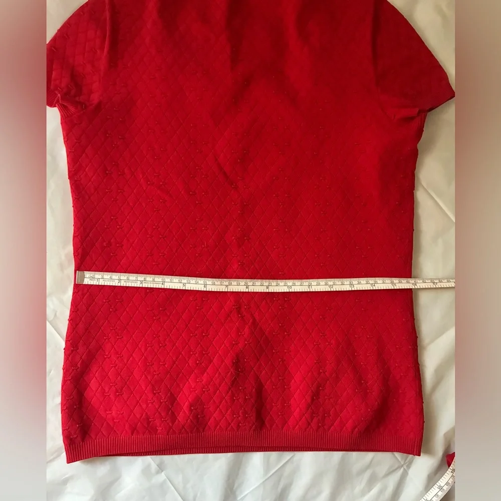 CHANEL 2014 Spring Red Textured Knit 2-Piece Skirt Suit Set